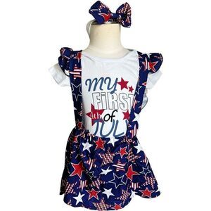 Brand New Baby Girls Boutique My First Fourth of July 3 Piece Outfit - Sz 2T